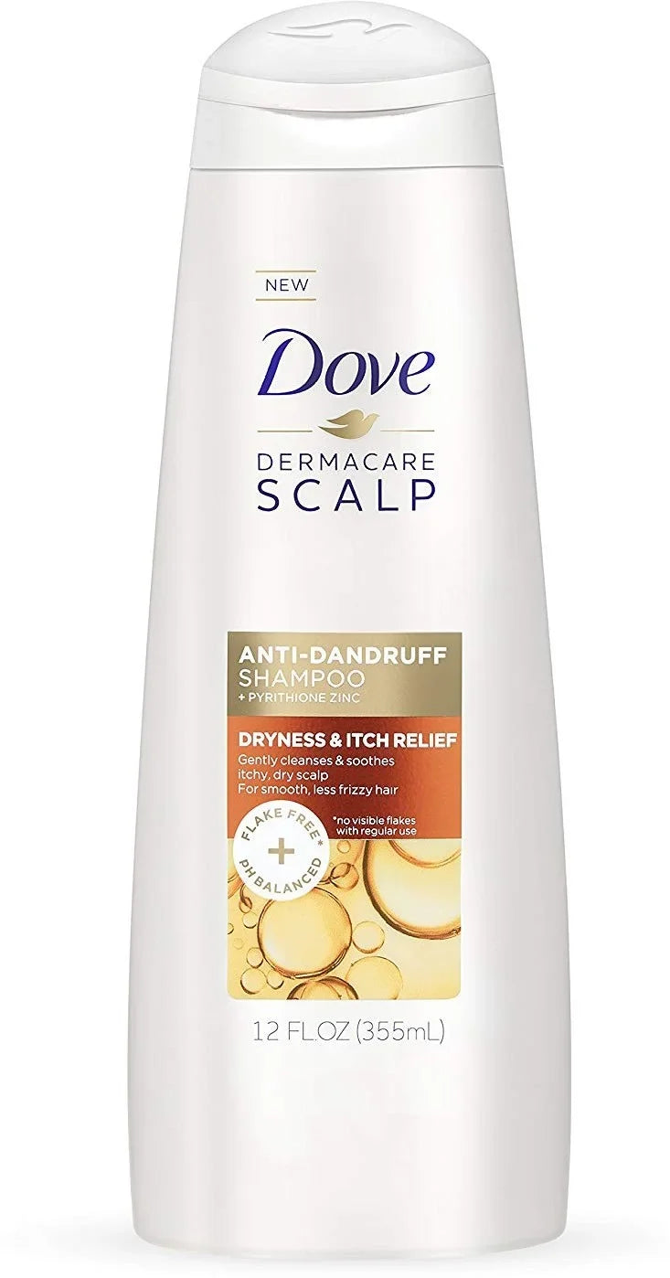 Dove Dermacare Scalp Shampoo, Dryness Itch Relief 12 oz (Pack of 6)