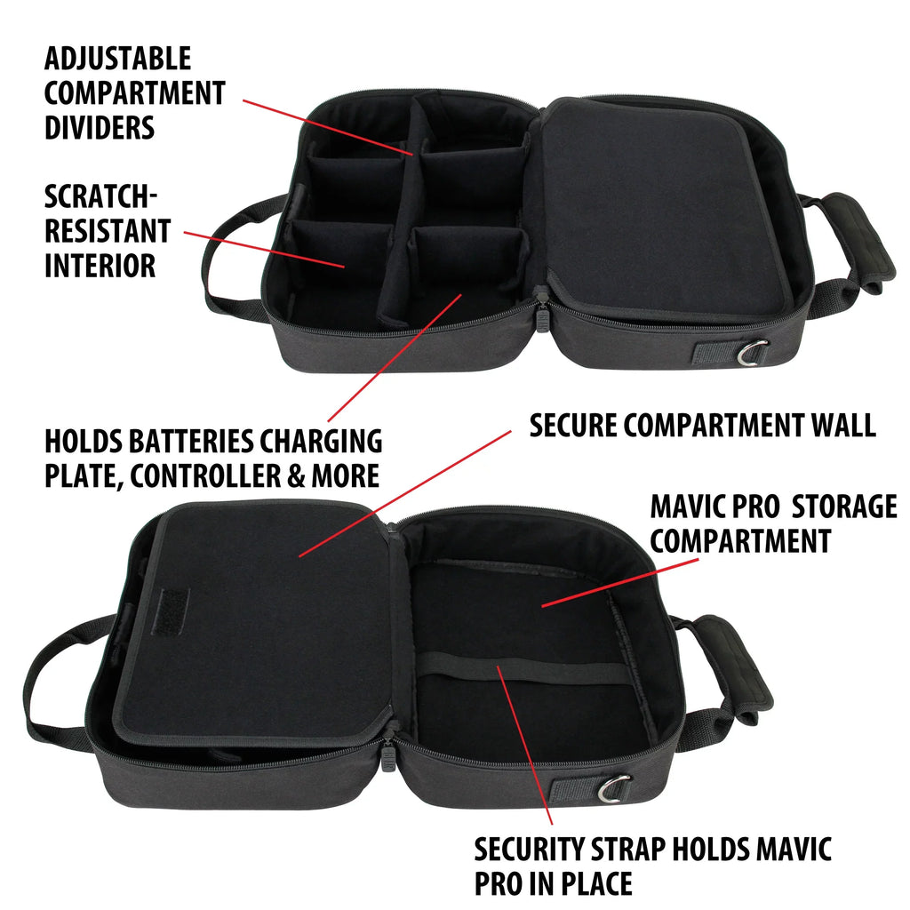 DJI Spark Drone Carrying Travel Case by USA Gear - Shoulder Strap, Dividers, Accessory Pockets