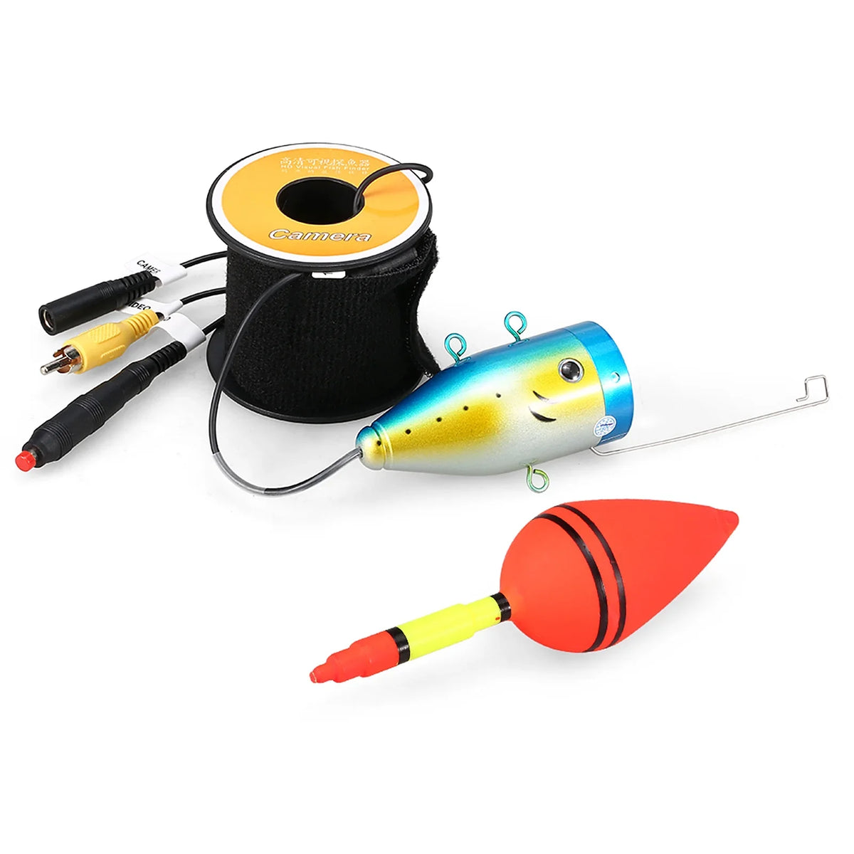 Mixfeer 1200TVL Underwater Fishing 24 LEDs Night Vision Waterproof Fish Shape Boat Ice Fishing Accessories with 15m30m50m Cable