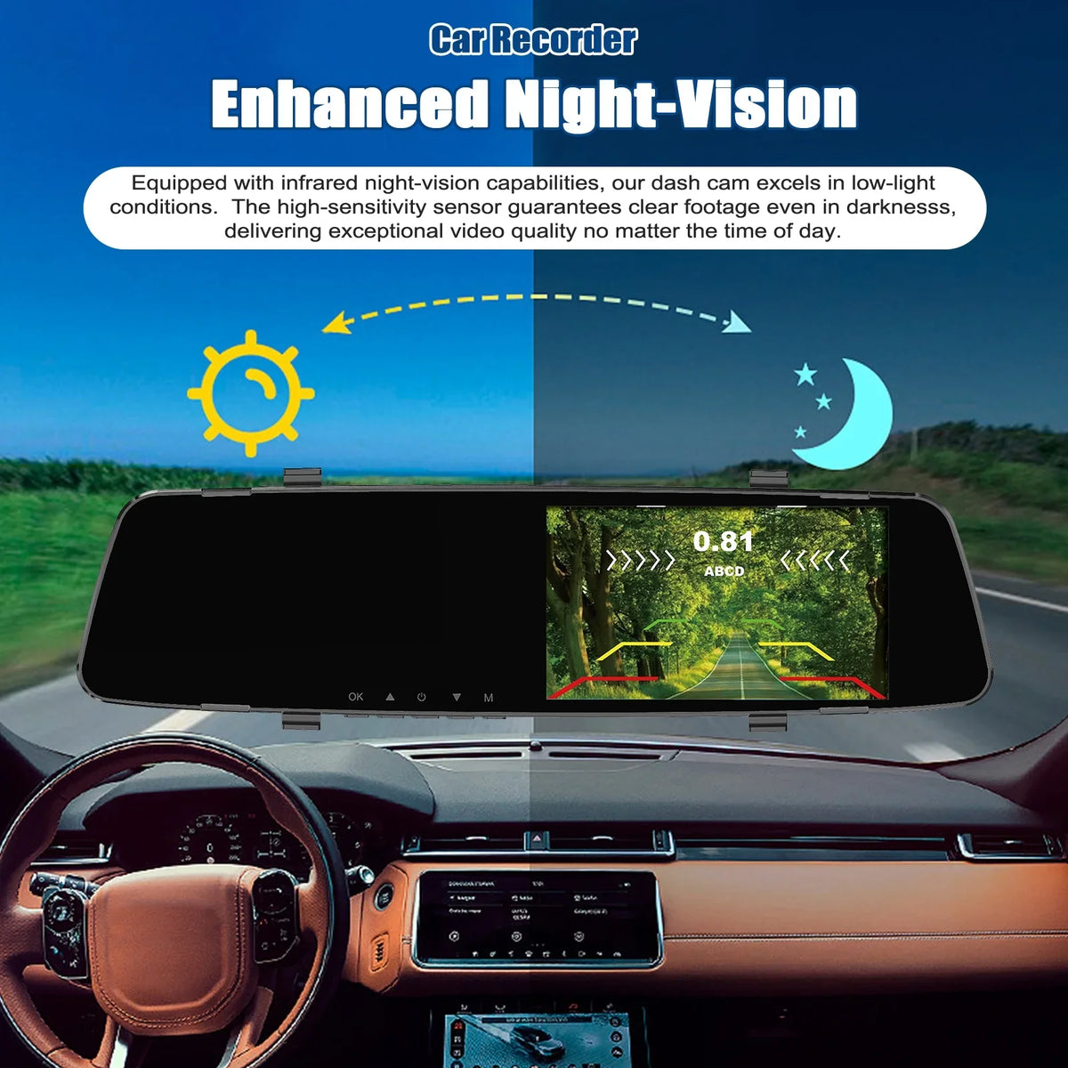 Nebublu Dash Camera,1080P DVR Dash 4.3 Inch Screen Radars Rear Dual Rear Dual Camera Dual Camera 4.3 Inch Screen Support Camera 4.3 Inch Reverse Radars Rear 4 Reverse Radars Dash Cam Rear Reco