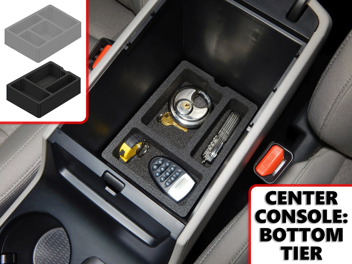 Red Hound Auto Center Console Organizer 2 Piece Stacking Set Vehicle Inserts Compatible with Hyundai Tucson 2016-2019 (Without Hand Brake) Black Anti-Rattle
