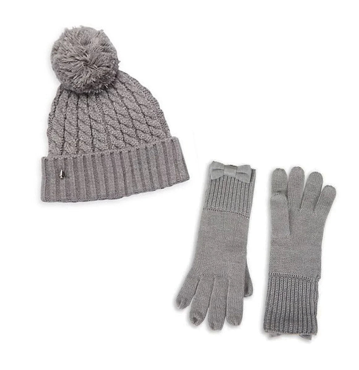 Kate Spade New York Accessories Women's Cable Beanie & Gloves Set Heather Gray One Size