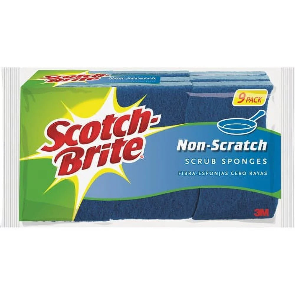 Scotch-Brite Non-Scratch Scrub Sponges 0.8" Height x 4.3" Width x 2.8" Depth - 9/Pack - Cellulose - Blue