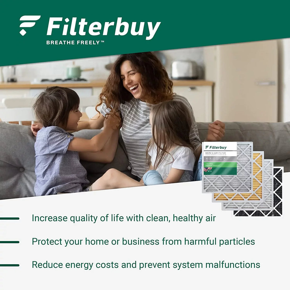 Filterbuy 20x20x2 MERV 13 Pleated HVAC AC Furnace Air Filters (2-Pack)