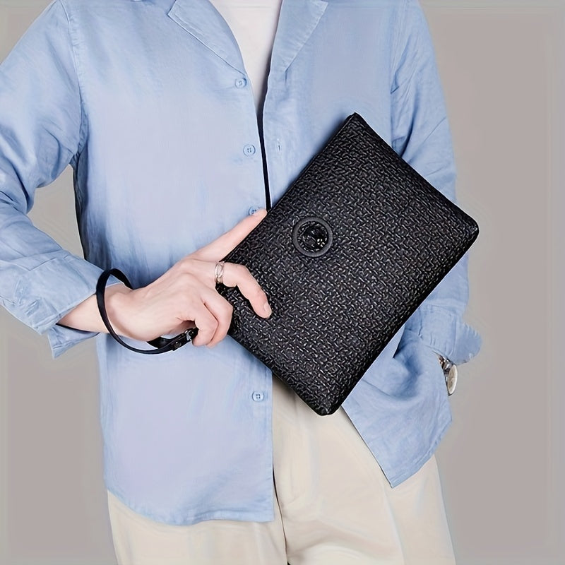 moocr Men‘s Fashion Business Clutch Bag Tiger Head Handbag Large Capacity Envelope Bag