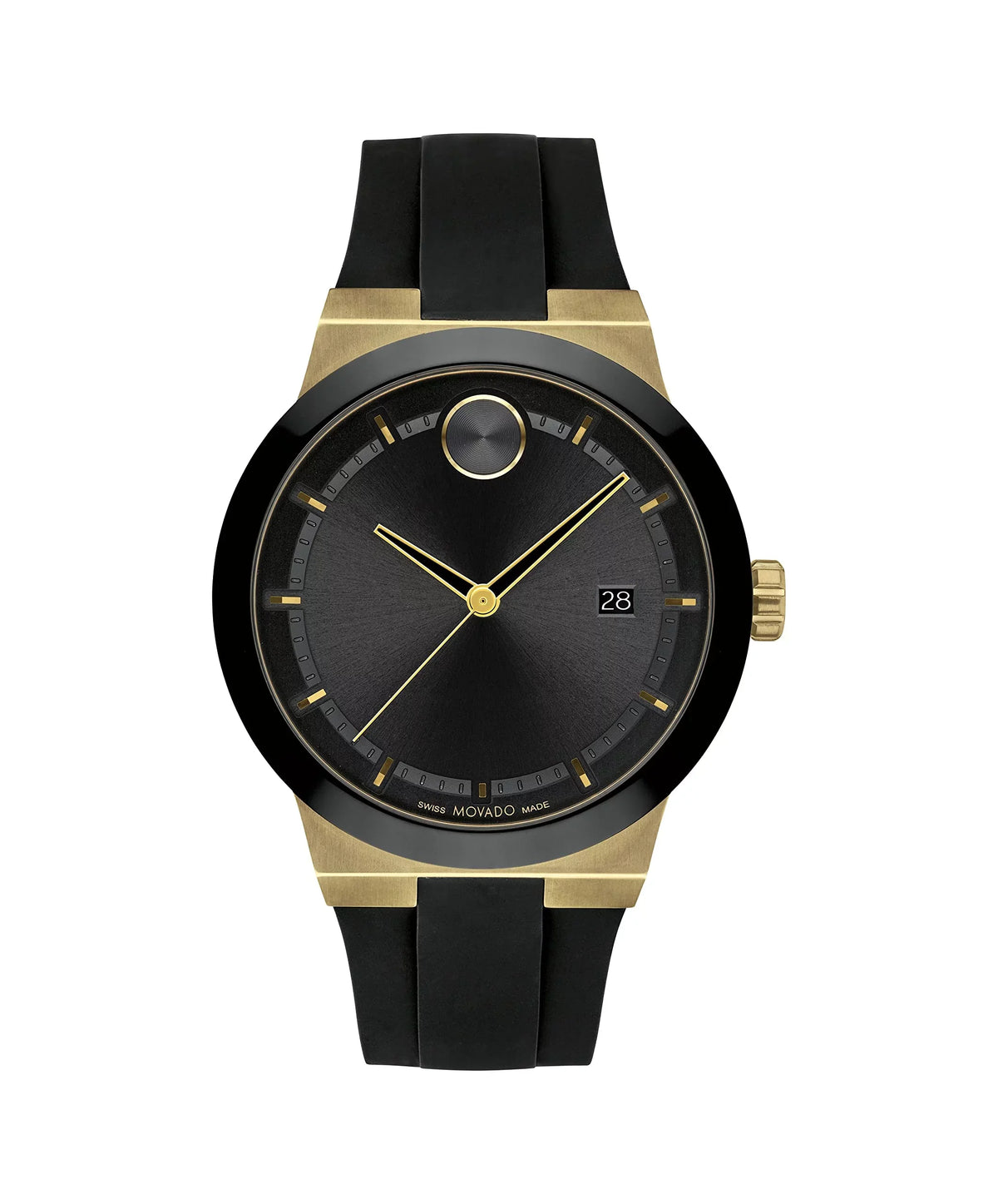 Movado Bold Fusion Swiss Ion-Plated Gold Steel Case, Silicone strap Men's Watch