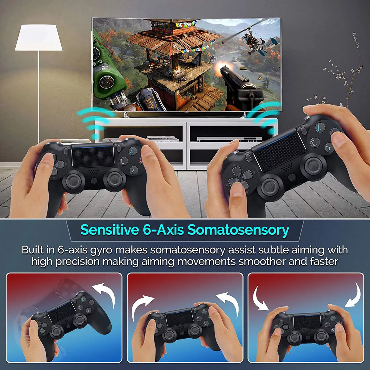 PRO Wireless GamePad Compatible with Samsung Galaxy A72 4G/5G/A32 5G/A52 5G Controller Plus 1;000 Battery/Built-In Speaker/Gyro/Remote BlueTooth Slim (Black)