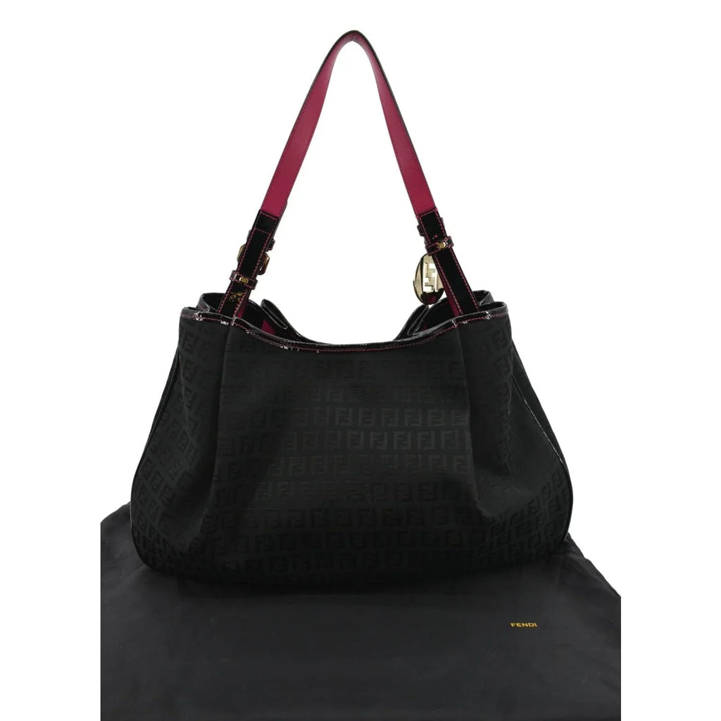 Pre-owned FENDI Zucchino Print Canvas Shopping Tote Bag Black