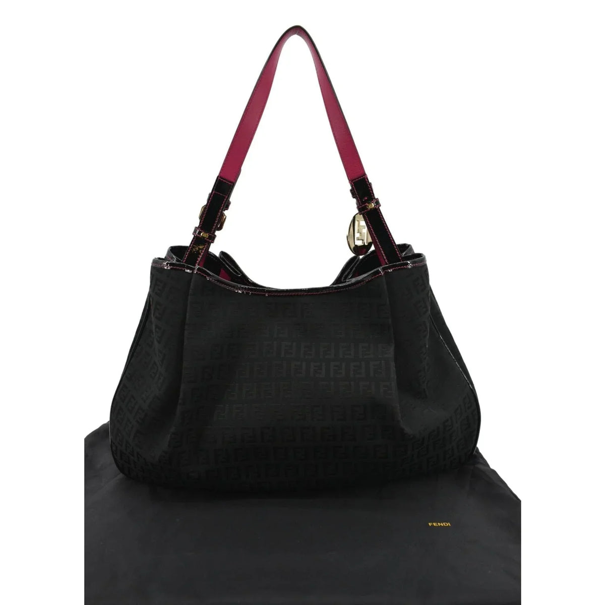 Pre-owned FENDI Zucchino Print Canvas Shopping Tote Bag Black