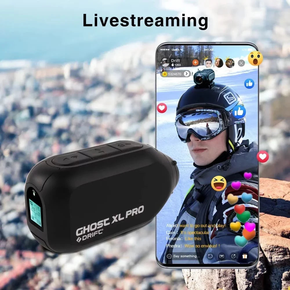 Drift Ghost XL Pro 4K Action Camera, Image Stabilization 4 Hour Battery Life Waterproof Camera 140 Degree Wide Angle Support External Mic