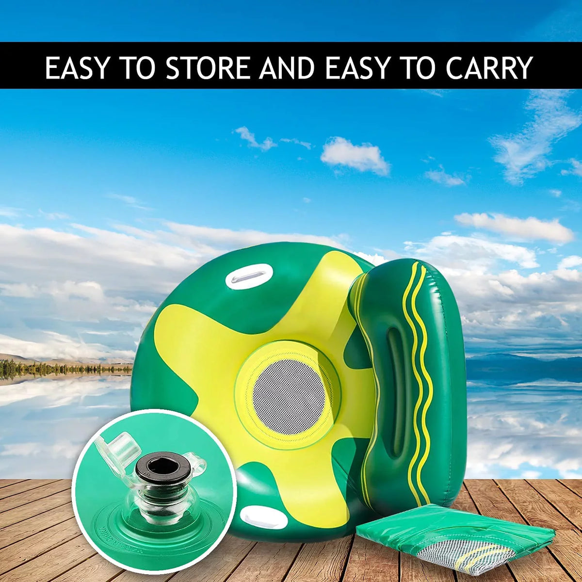 Harvio Two Handles Safe Pool Floating Chair for Adults -Green/Yellow