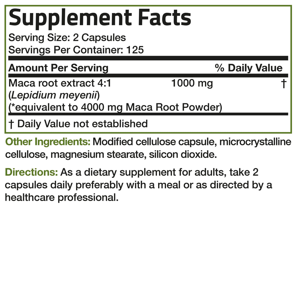 Bronson Maca Root Extra Strength 4000 MG per Serving, Lepidium Meyenii - Non-GMO, 250 Vegetarian Capsules