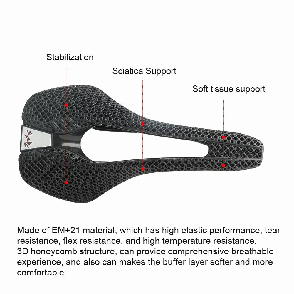 RACEWORK 30CRMO 3D Printed Saddle MTB Mountain Road Cycling Saddle Relaxed Honeycomb Structure Hollow Cushion