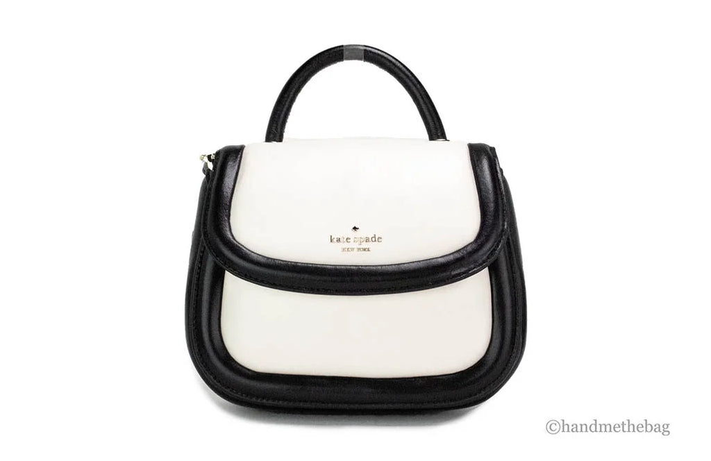 Kate Spade Puffy Colorblock Black Leather Top Handle Flap Crossbody Bag Purse