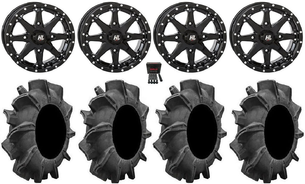 High Lifter HL10 14" Wheels Black 34" Assassinator Tires Kawasaki Teryx Mule