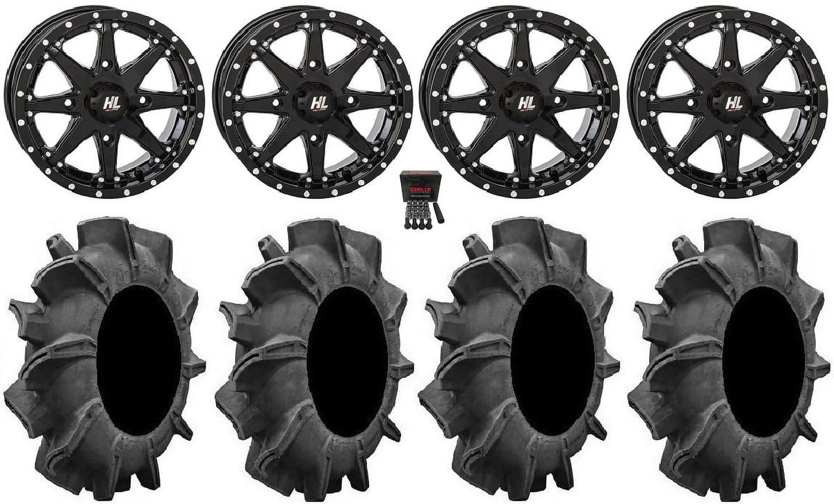 High Lifter HL10 14" Wheels Black 34" Assassinator Tires Kawasaki Teryx Mule