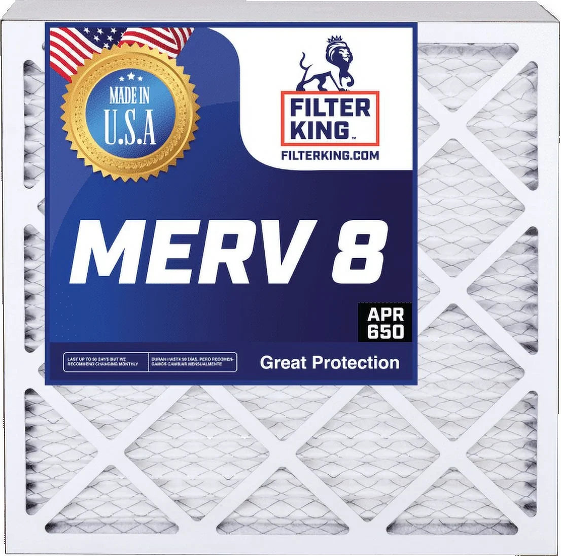 Filter King 19.5x23.5x1a Air Filter | 6-PACK | MERV 8 HVAC Pleated A/C Furnace Filters | MADE IN USA | Actual Size: 19.5 x 23.5 x .75"