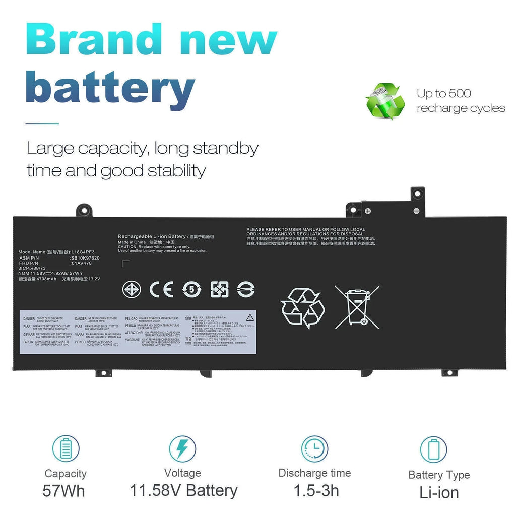 OEM 57Wh L17M3P72 Battery For ThinkPad T480S 01AV478 SB10K97620 01AV479
