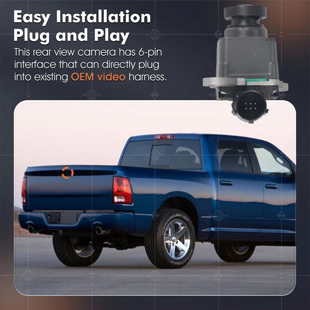 Replacement Rear View Camera For 13-17 Dodge RAM 6-Pin Plug Clear Image Easy Backup Solution