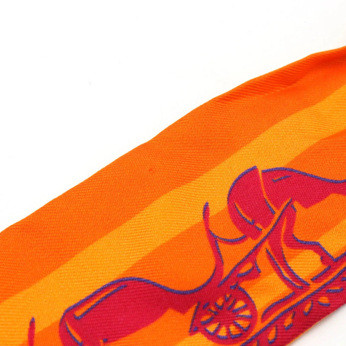Pre-Owned HERMES Twilly Faubourg 24 Ginza 5-4-1 Scarf Muffler Hermes 10th Anniversary 100% Silk Orange (Good)