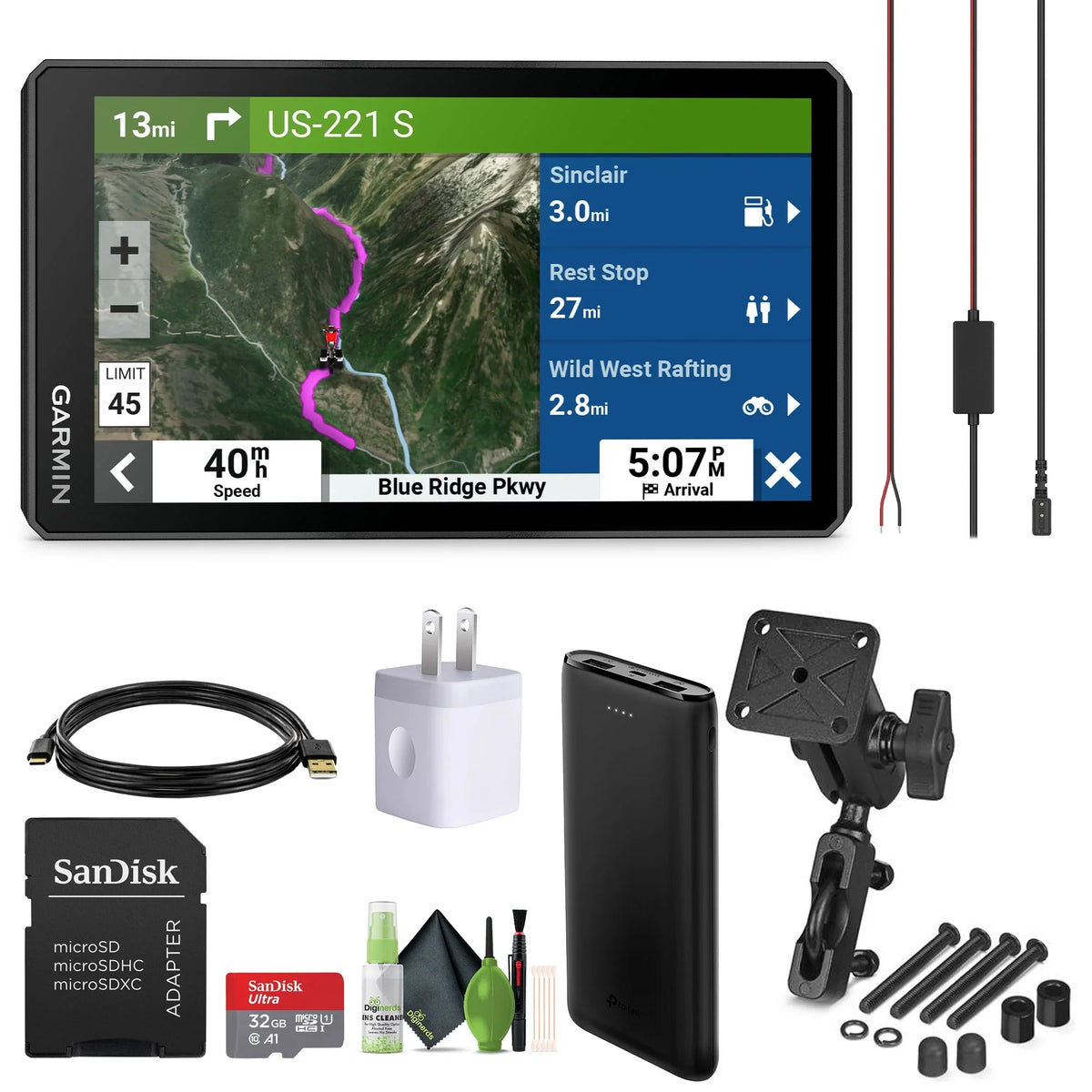 Garmin Zumo XT2 MT-S All-Terrain Motorcycle GPS Navigator, 6" Sunlight Readable Display, Motor Bike Garmin GPS Navigation System Bundle with Motorcycle Mount + 32GB SD Memory Card and Accessories