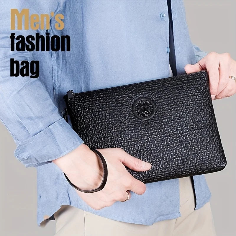 moocr Men‘s Fashion Business Clutch Bag Tiger Head Handbag Large Capacity Envelope Bag
